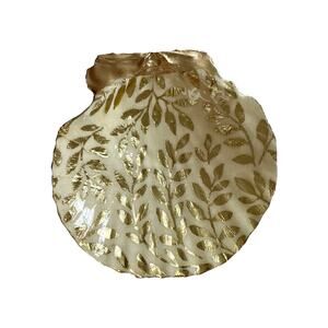 Gold Botanical Leaf Shell Trinket Jewelry Dish
